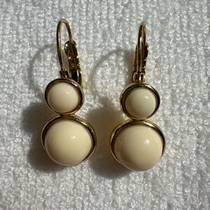 Elegant Cream and Gold Drop Earrings